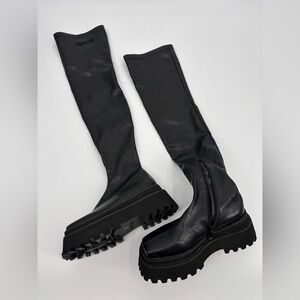 NEW Dolls Kill synth vegan stretch leather over the knee boots